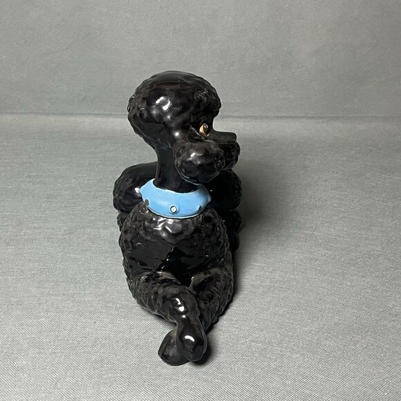 Vintage Large Black Poodle Ceramic Atlantic Mold Pottery Dog Figure-Retro-MCM - Picture 4 of 16